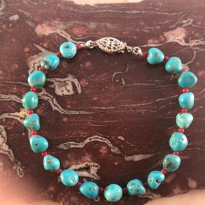 turquoise and coral bracelet